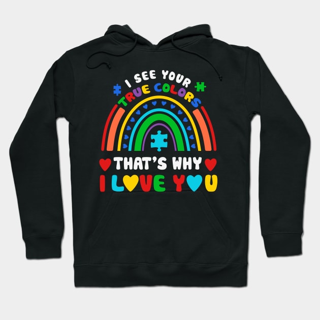 I see your true colors Rainbow Puzzle Autism Awareness Gift for Birthday, Mother's Day, Thanksgiving, Christmas Hoodie by skstring